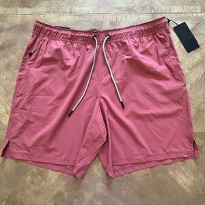 Vibrant Pinkish Red Athletic Shorts with Zip Pockets – Size XL